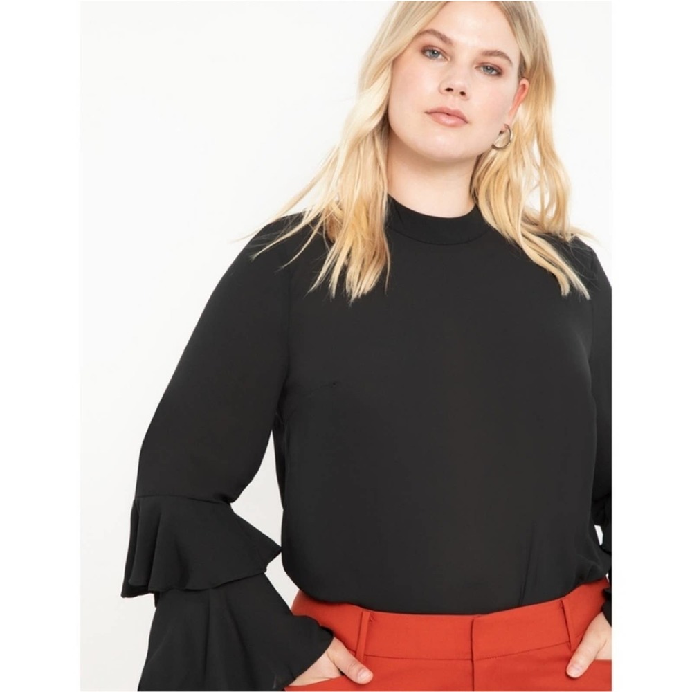 Eloquii Dramatic Sleeve Top Black Size 14 - Picture 1 of 7